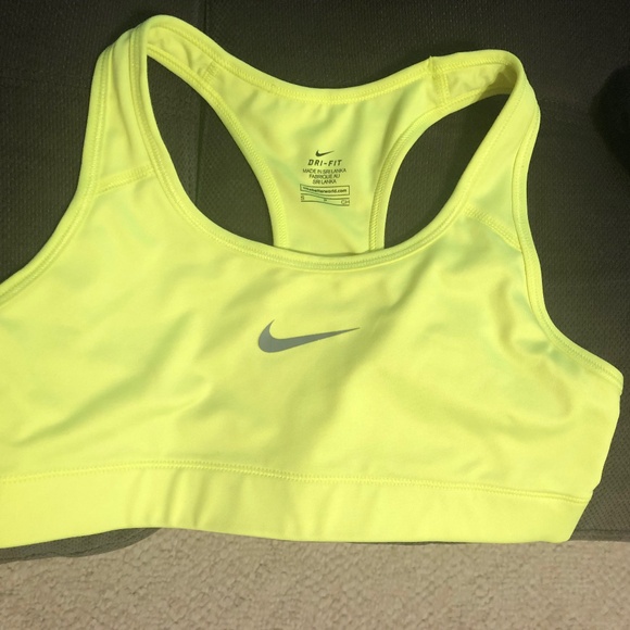 Nike Women's Dri-Fit Neon Yellow Sports Bra (Size Small) - Picture 4 of 9